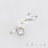 MULTI CZ MARQUISE PEARL FLOWER THREADLESS (PUSH IN) 316L SURGICAL STEEL LABRET SET